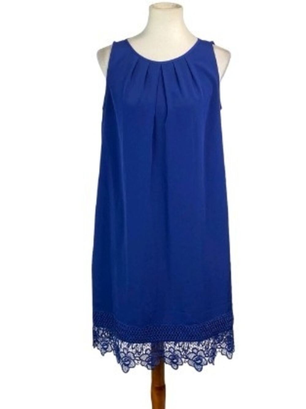 AB Studio Ladies Sleeveless Cobalt Blue Lace-Hem Midi Dress Sz 14